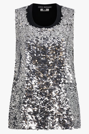 JUNYA WATANABE RTW Sequin Sleeveless Top | Silver/Black