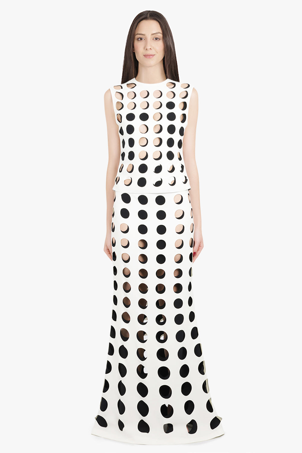 AWAKE MODE RTW Layered Hole Detail S/Less Top | White/Black