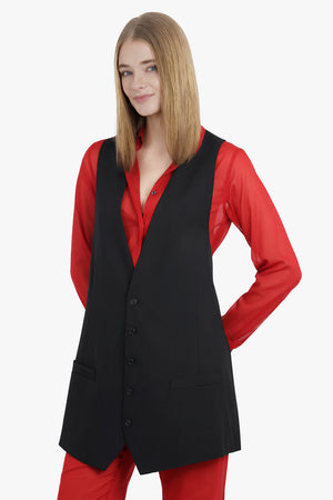 MM6 BY MAISON MARGIELA RTW Long Length Buttoned Waistcoat | Black