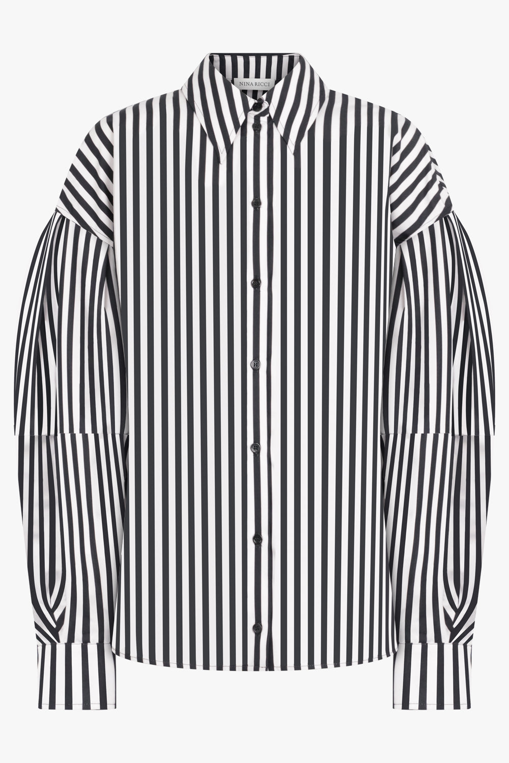NINA RICCI RTW Stripe L/S Shirt With Balloon Sleeves | Black/White
