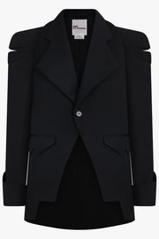 NOIR KEI NINOMIYA RTW Single Breasted Crop Shoulder Slit Jacket | Black
