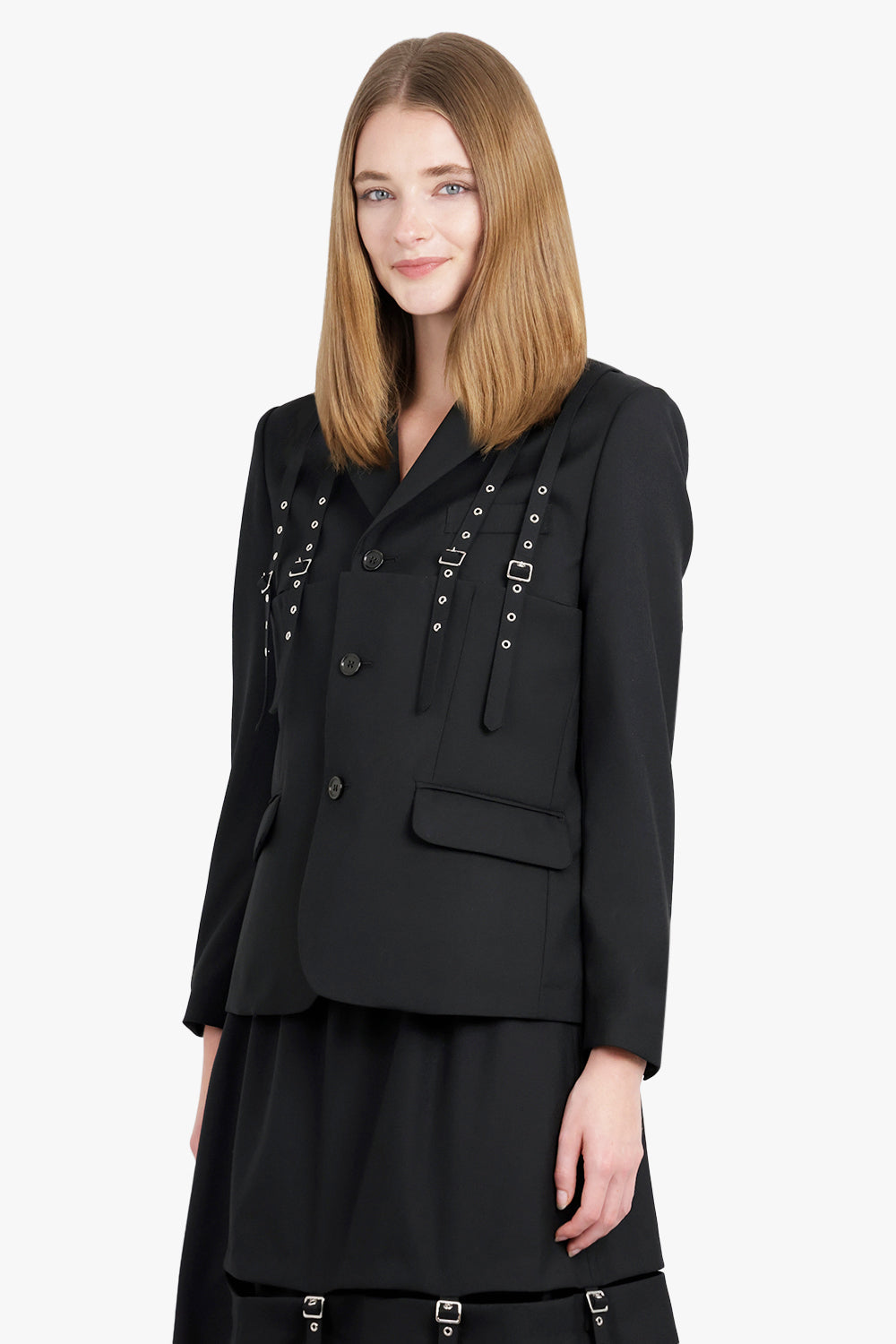 noir kei ninomiya25ssサスペンダージャケット Mサイズ Single Breasted Strap X Buckle Detail Jacket | Black – Parlour X