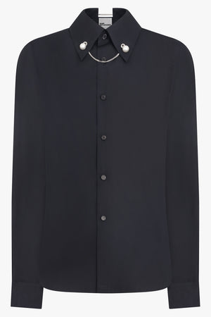 NOIR KEI NINOMIYA RTW L/S Shirt With Pearl Detail Collar Chain | Black