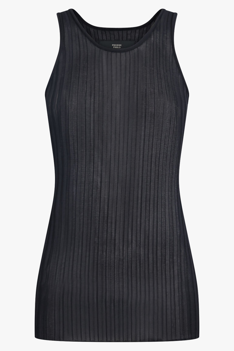 PHOEBE PHILO RTW Ribbed Tank Top | Black