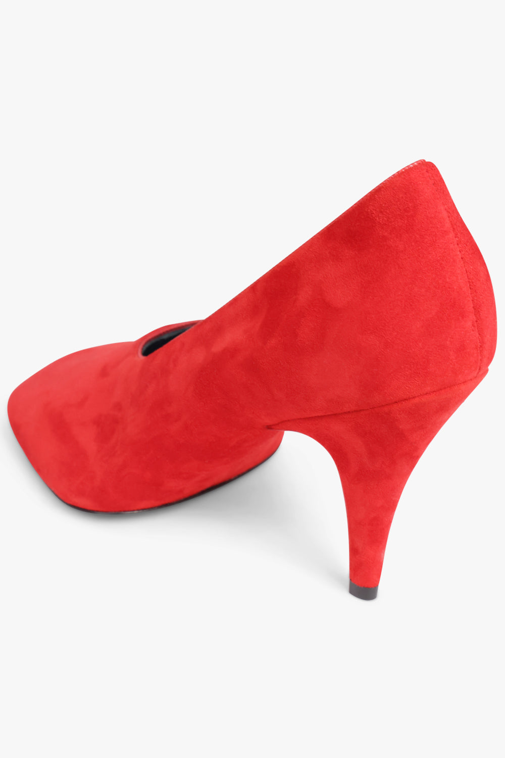PHOEBE PHILO SHOES Soft Closed Square Toe Suede 90mm Pump | Fluro Red