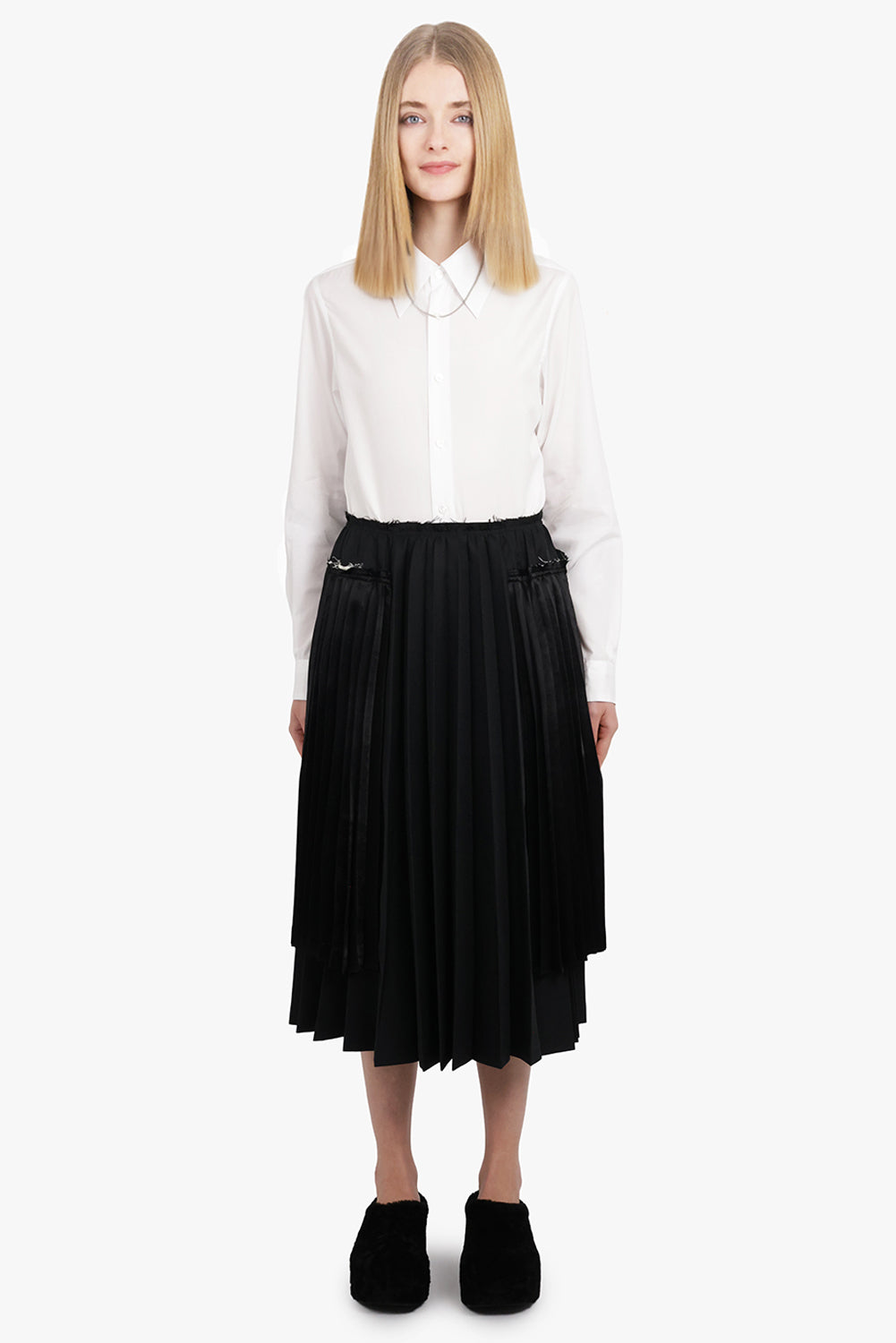 COMME DES GARCONS BLACK RTW Pleat Panel Mid X Midi Skirt | Black
