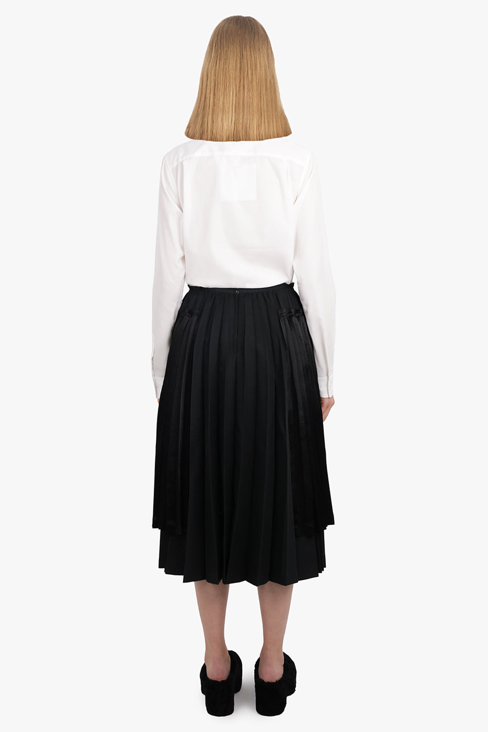 COMME DES GARCONS BLACK RTW Pleat Panel Mid X Midi Skirt | Black