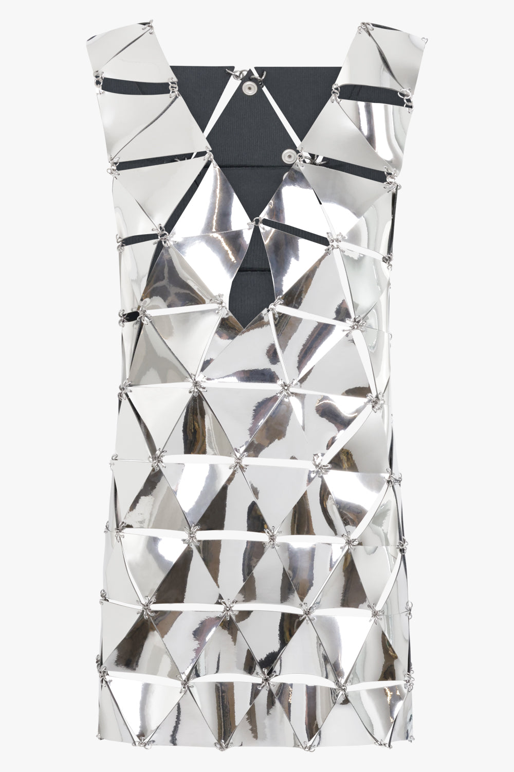 RABANNE RTW Iconic Triangle Open Back S/Less Mini Dress | Mirror Silver