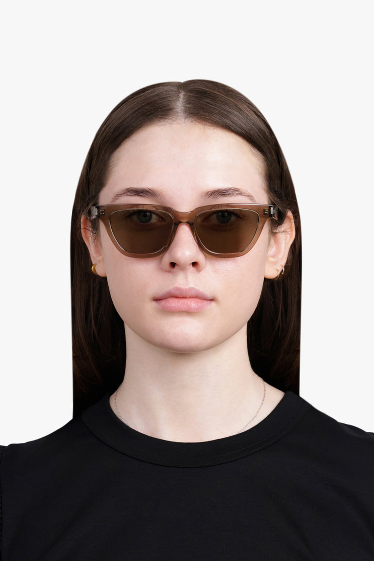SAINT LAURENT ACCESSORIES BROWN / TRANSPARENT TAUPE/GREY Sl 462 Sulpice Classic Acetate Acetate Sunglasses | Transparent Taupe/Grey