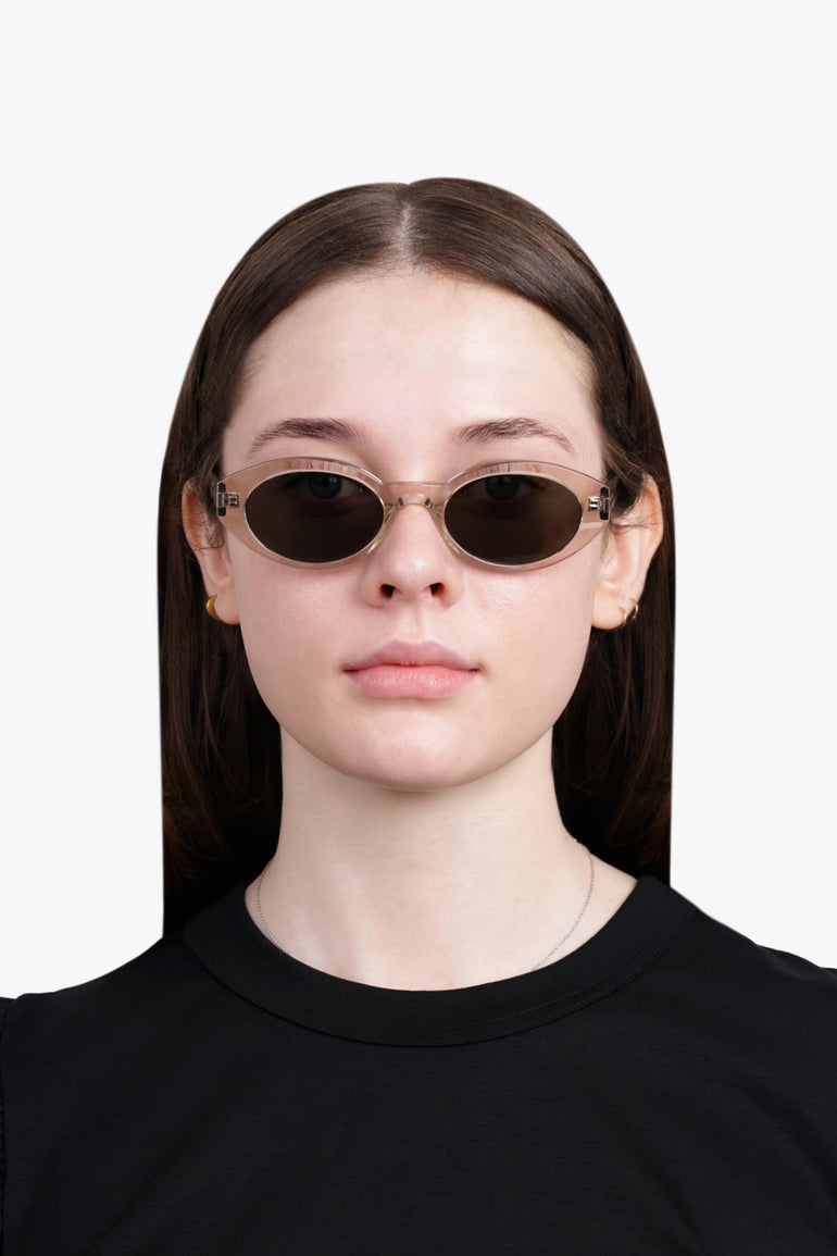 SAINT LAURENT ACCESSORIES BEIGE / BEIGE Round Eye Sunglasses | Beige