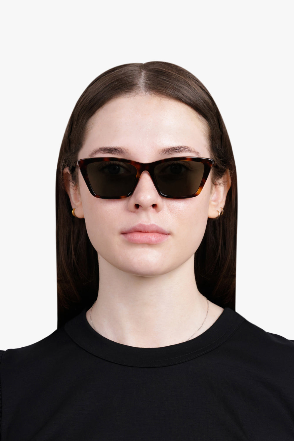 SAINT LAURENT ACCESSORIES BROWN / MEDIUM HAVANA/GREY SL 737 Mica Thin Square Cat Eye Sunglasses | Medium Havana/Grey