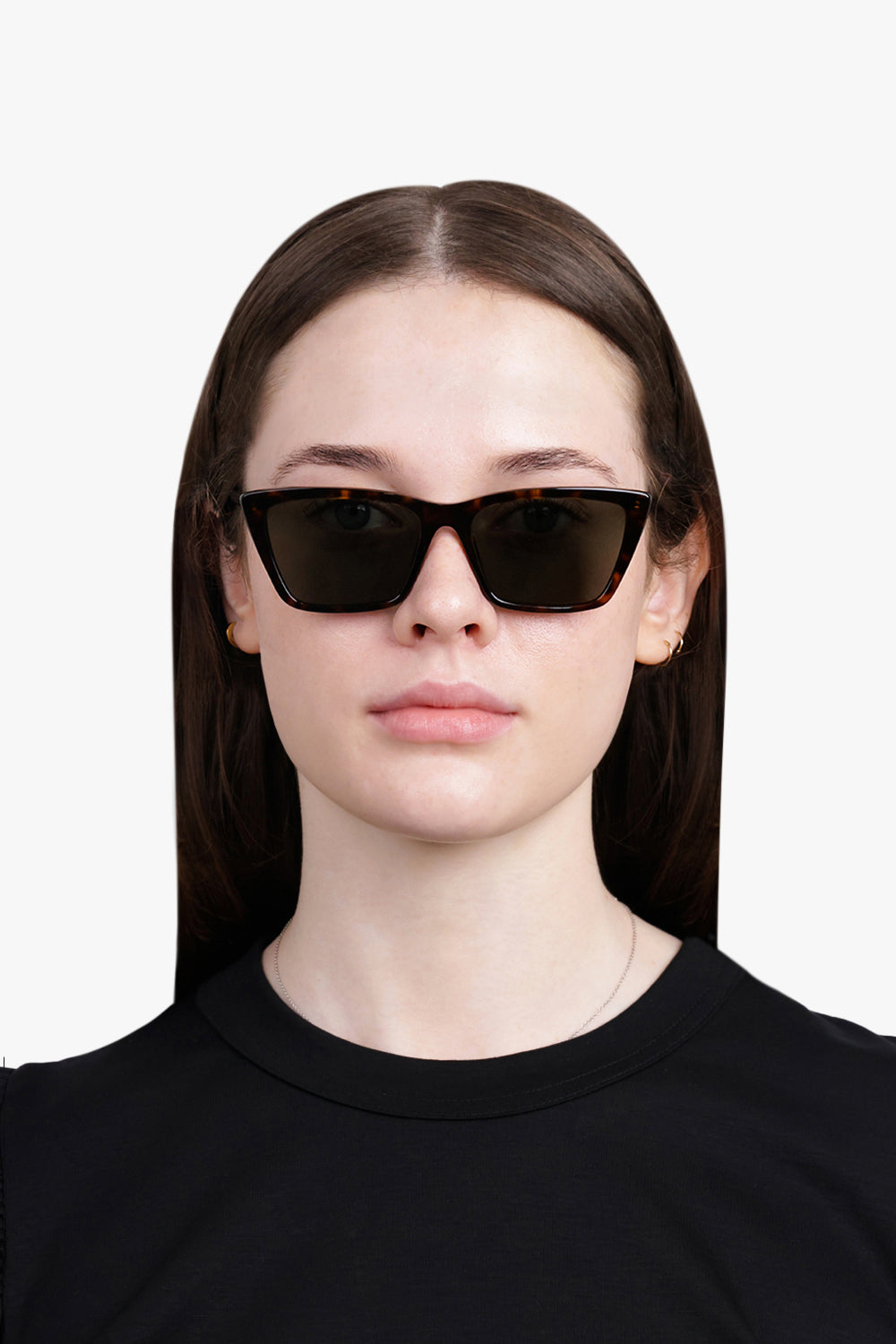 SAINT LAURENT ACCESSORIES BROWN / DARK HAVANA/GREY SL 737 Mica Thin Square Cat Eye Sunglasses | Dark Havana/Grey
