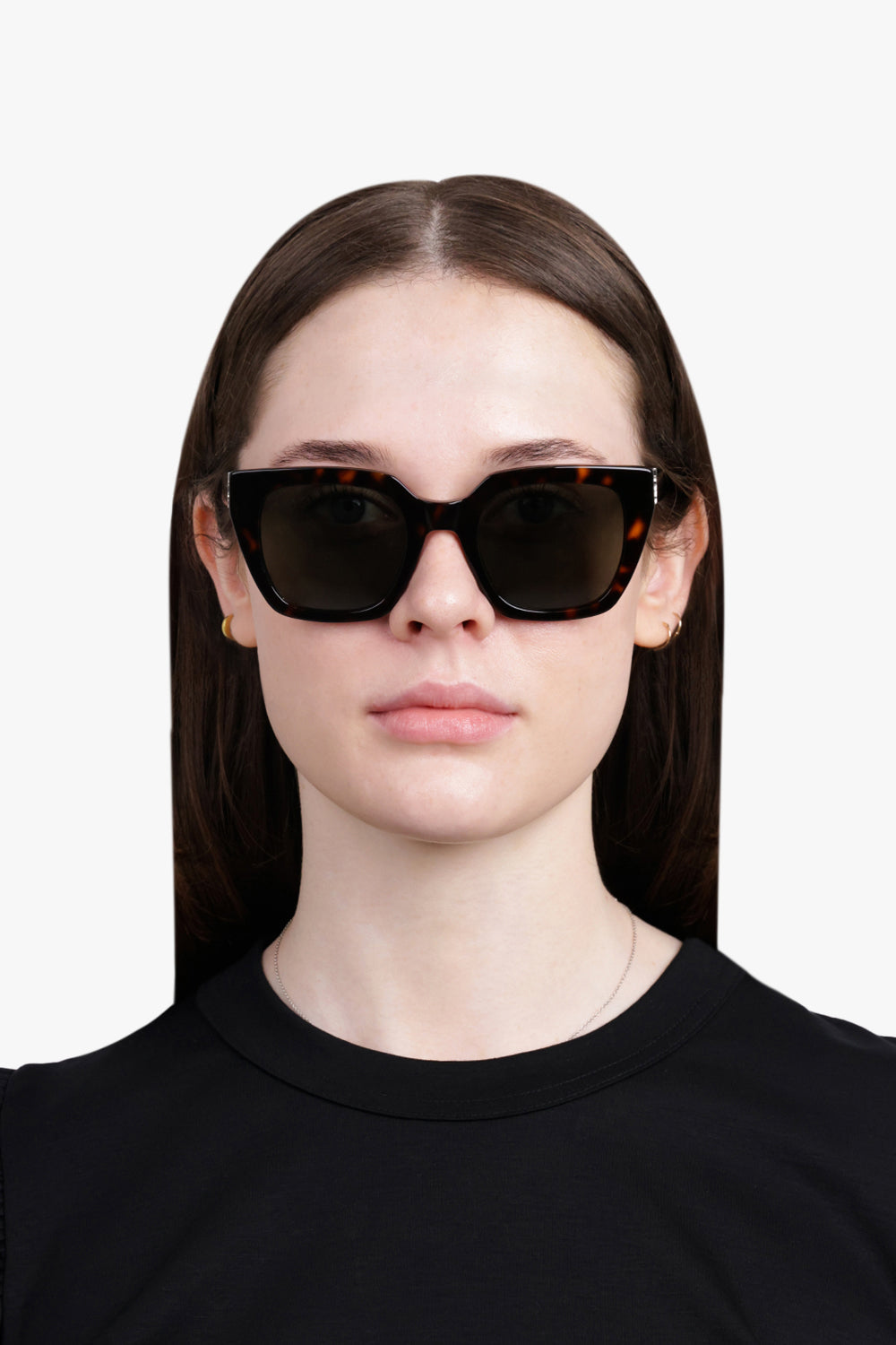 SAINT LAURENT ACCESSORIES BROWN / DARK HAVANA/SILVER/GREY SL M143 Square Frame Sunglasses | Dark Havana/Grey