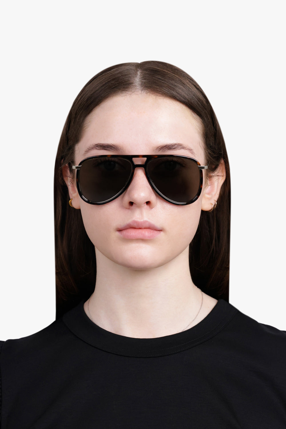 SAINT LAURENT ACCESSORIES GREY SL CLASSIC RIM SUNGLASSES | DARK HAVANA GREY