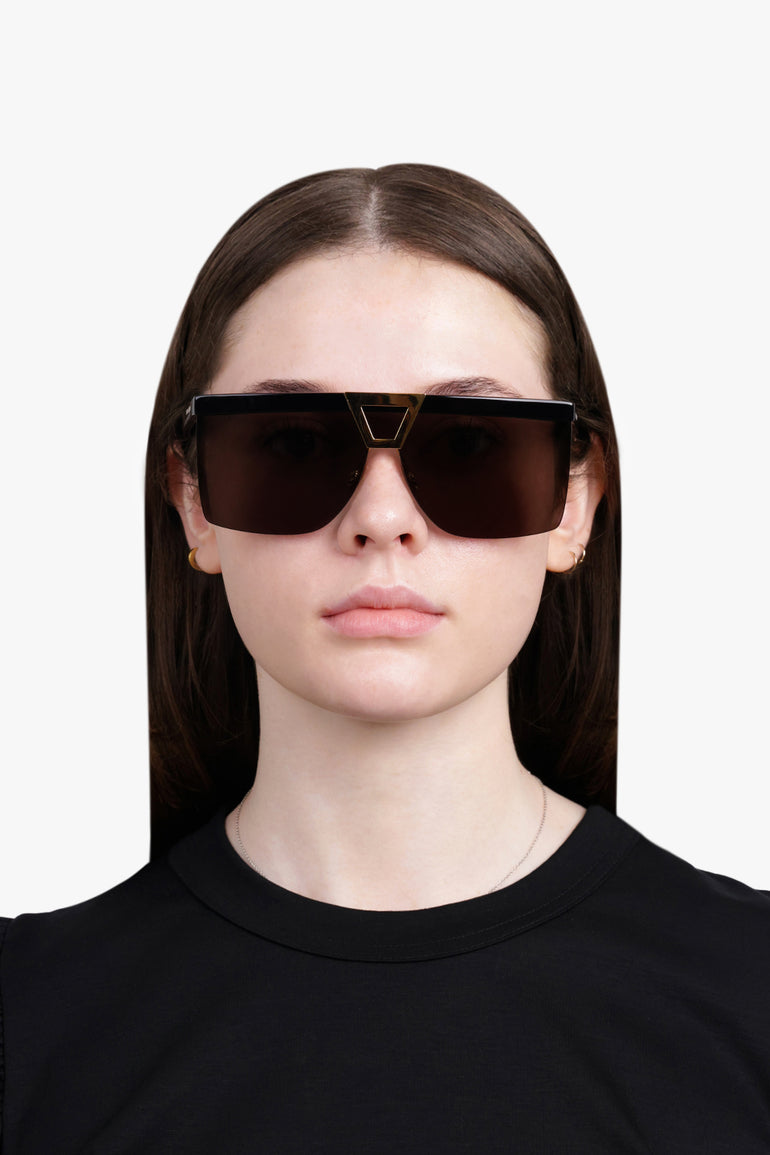 SAINT LAURENT ACCESSORIES BLACK / BLACK/GOLD Gold Detail Sunglasses | Black/Gold