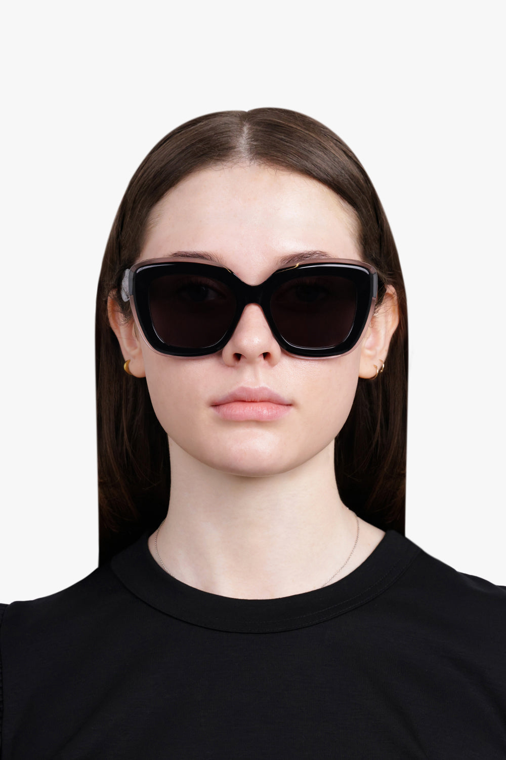 ALAIA ACCESSORIES BLACK / BLACK-BLACK-GREY AA0072S Square Frame Sunglasses with Acrylic Edge | Black