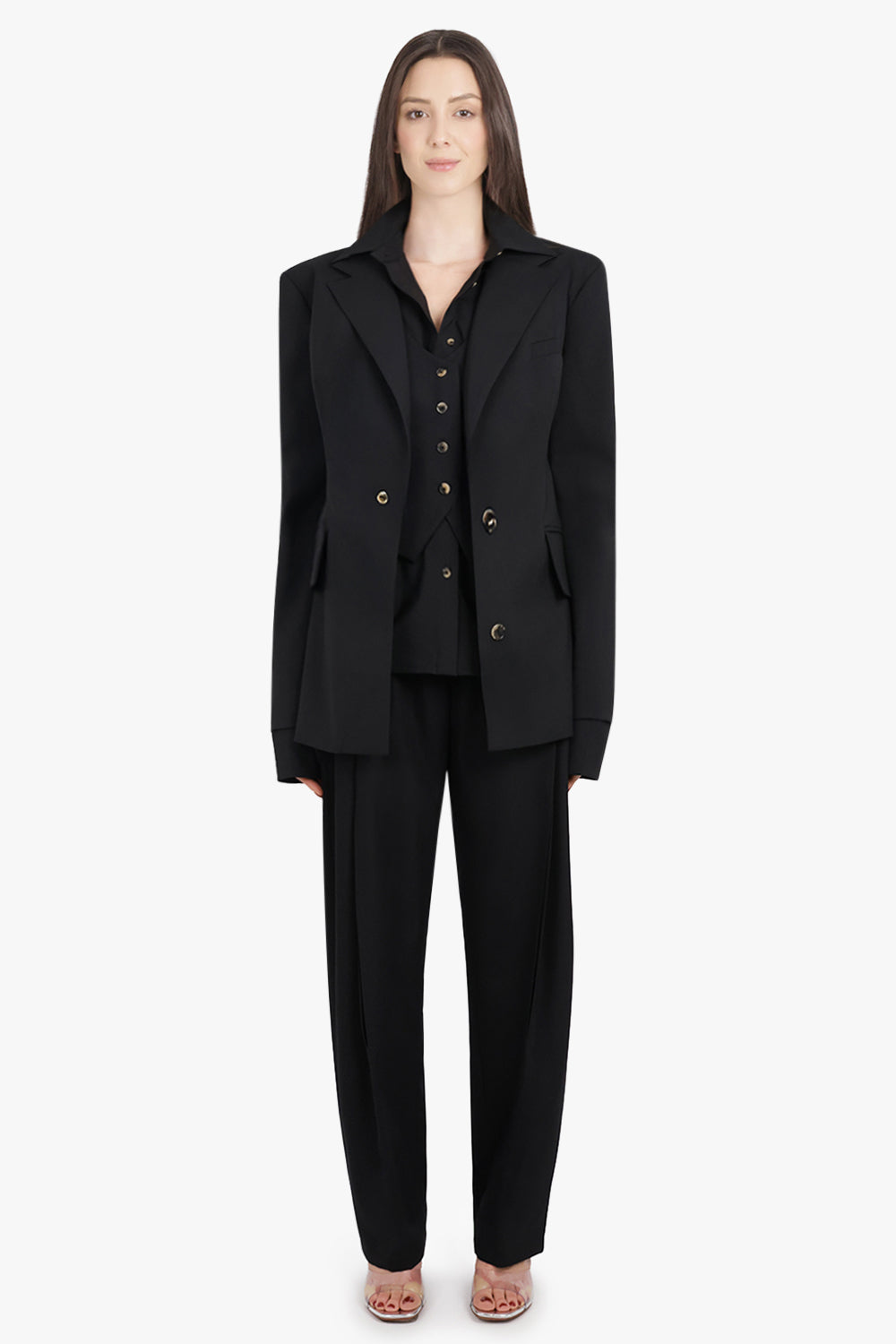 AWAKE MODE RTW 3 In 1 Structured Shoulder Single Breasted Jacket | Black