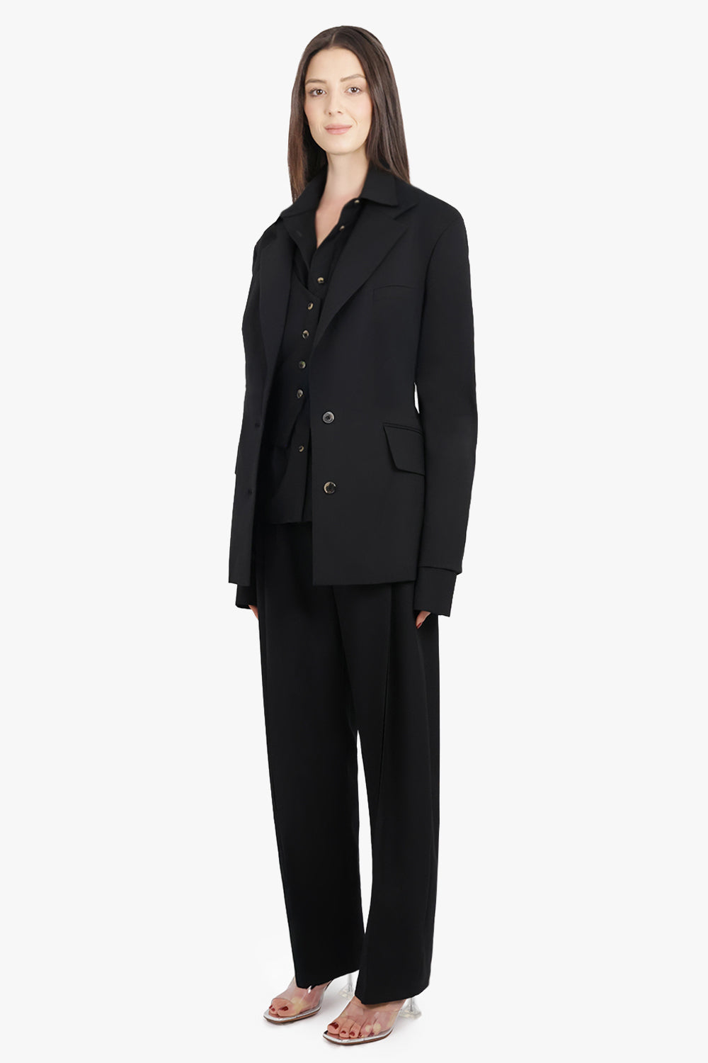 3 In 1 Structured Shoulder Single Breasted Jacket | Black – Parlour X
