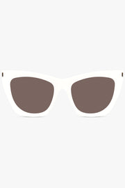 SAINT LAURENT ACCESSORIES NEUTRAL / IVORY/BLACK SL 214 Kate Sunglasses | Ivory/Black
