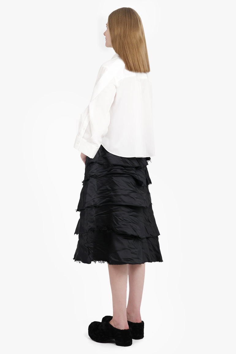 COMME DES GARCONS BLACK RTW Ruffle Layer Detail Midi Skirt | Black
