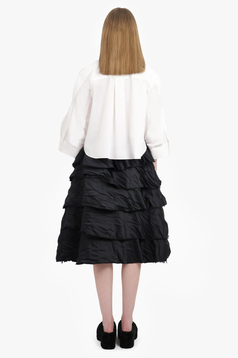 COMME DES GARCONS BLACK RTW Ruffle Layer Detail Midi Skirt | Black