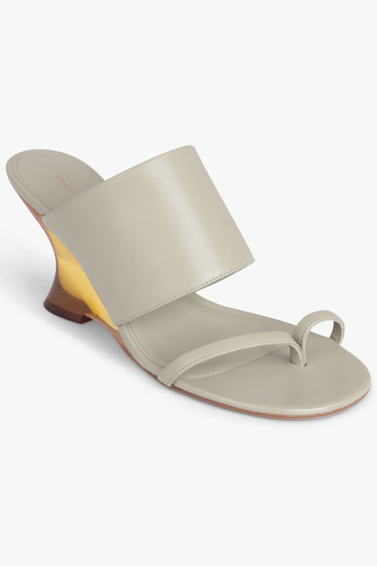 DRIES VAN NOTEN SHOES Sculptural Wedge 75mm Mule | Light Green/Gold