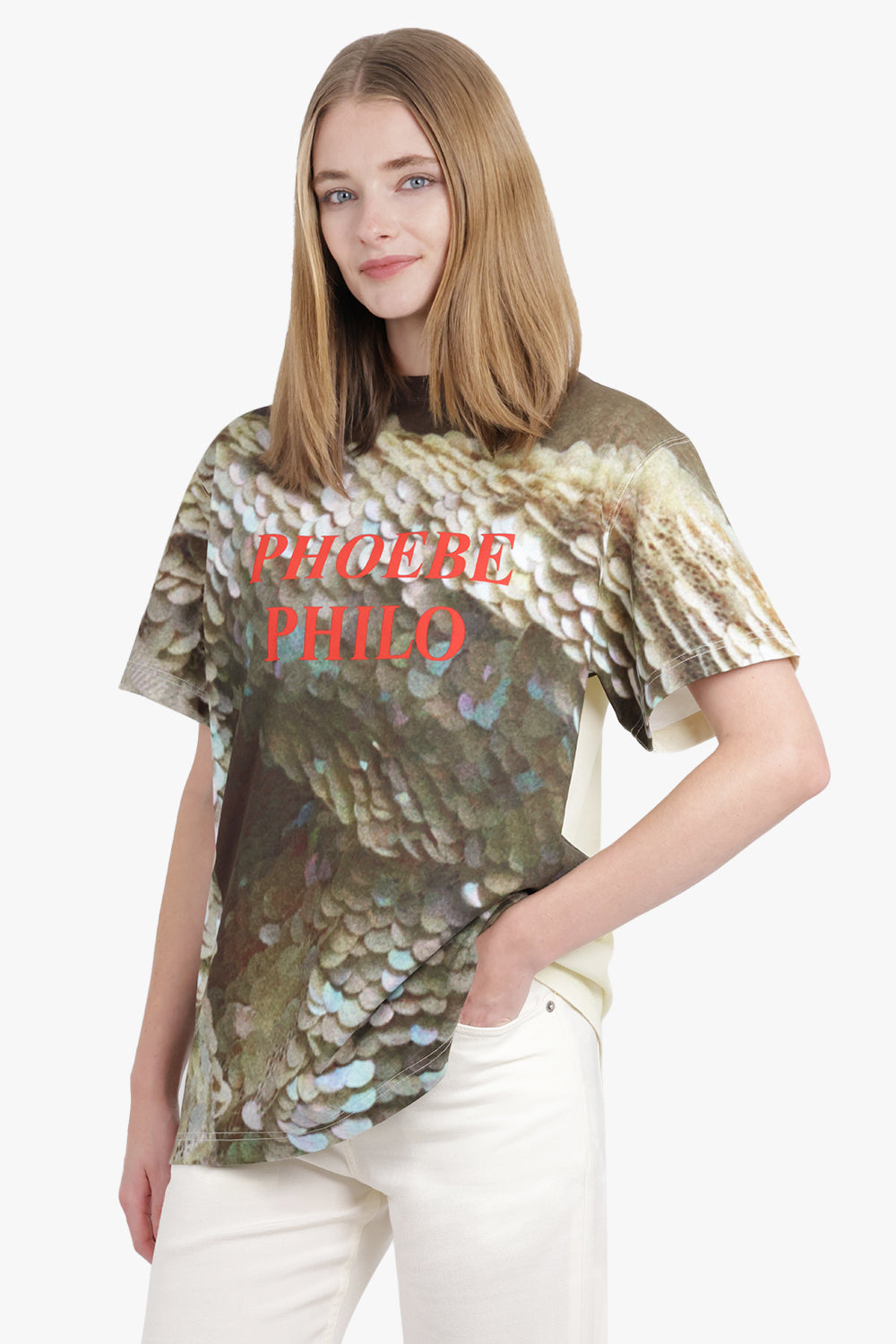 PHOEBE PHILO RTW Sequin Print Logo S/S T-Shirt | Multi