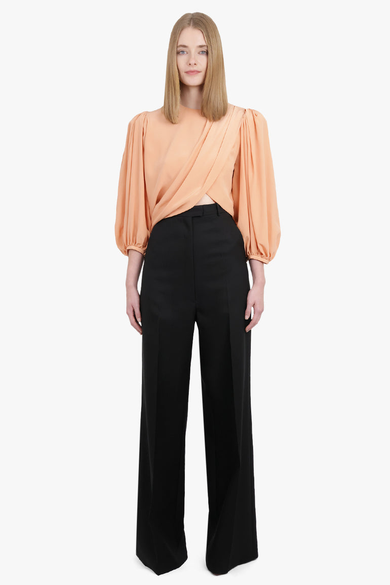 CHLOE RTW Drape Crossover L/S Blouse | Blushy Pink