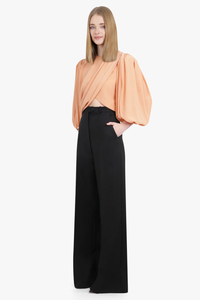 CHLOE RTW Drape Crossover L/S Blouse | Blushy Pink