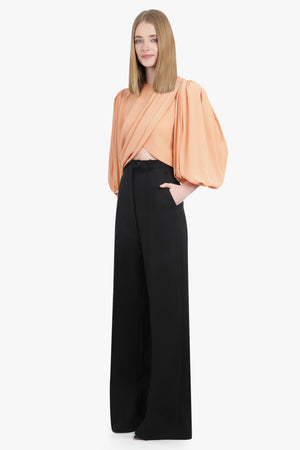 CHLOE RTW Drape Crossover L/S Blouse | Blushy Pink