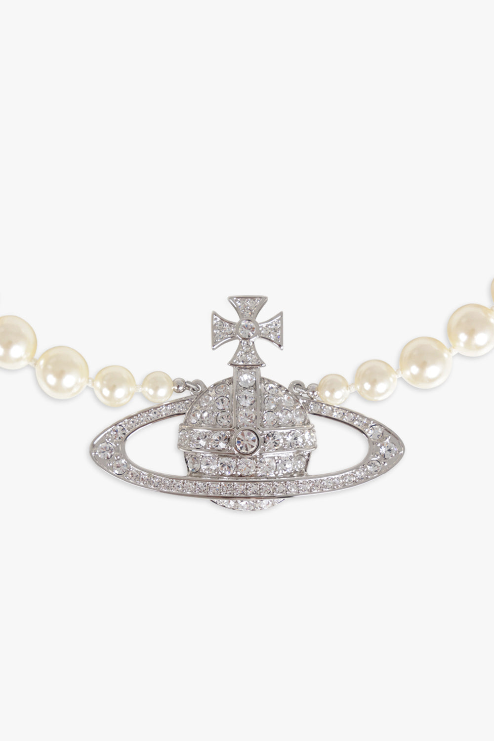 VIVIENNE WESTWOOD JEWELLERY SILVER / White/Silver Bas Relief Pearl Necklace | White/Silver