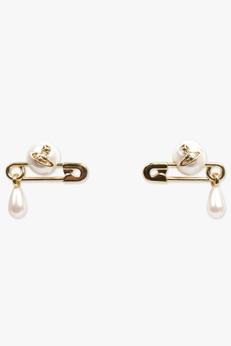 VIVIENNE WESTWOOD JEWELLERY GOLD / White/Gold Claude Small Stud Earrings | White/Gold