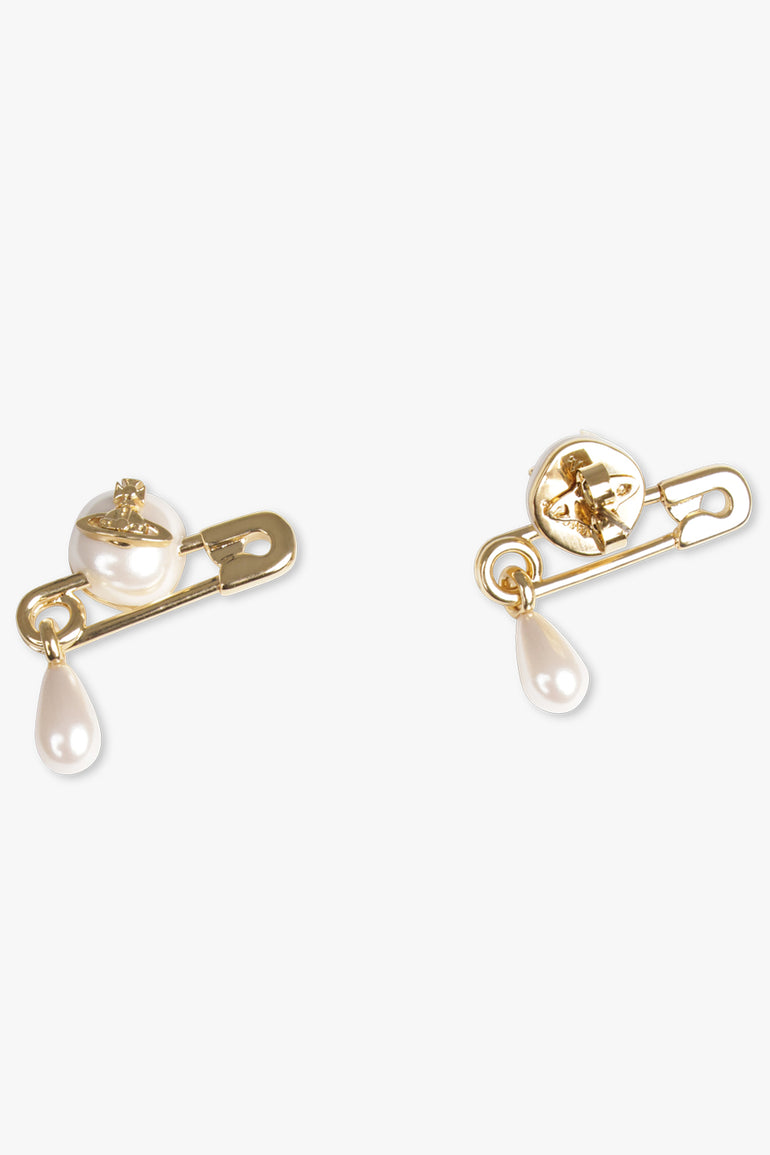 VIVIENNE WESTWOOD JEWELLERY GOLD / White/Gold Claude Small Stud Earrings | White/Gold