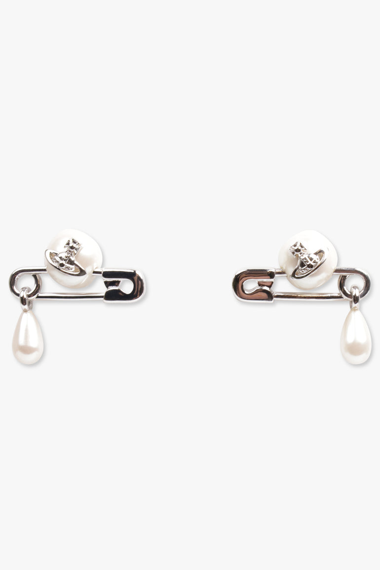 VIVIENNE WESTWOOD JEWELLERY SILVER / White/Silver Claude Small Stud Earrings | White/Silver
