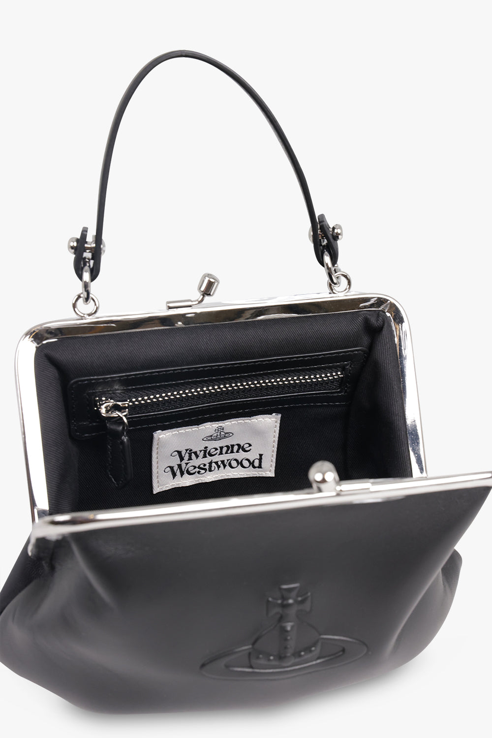 VIVIENNE WESTWOOD BAGS BLACK / Black Granny Frame Embossed Orb Purse | Black