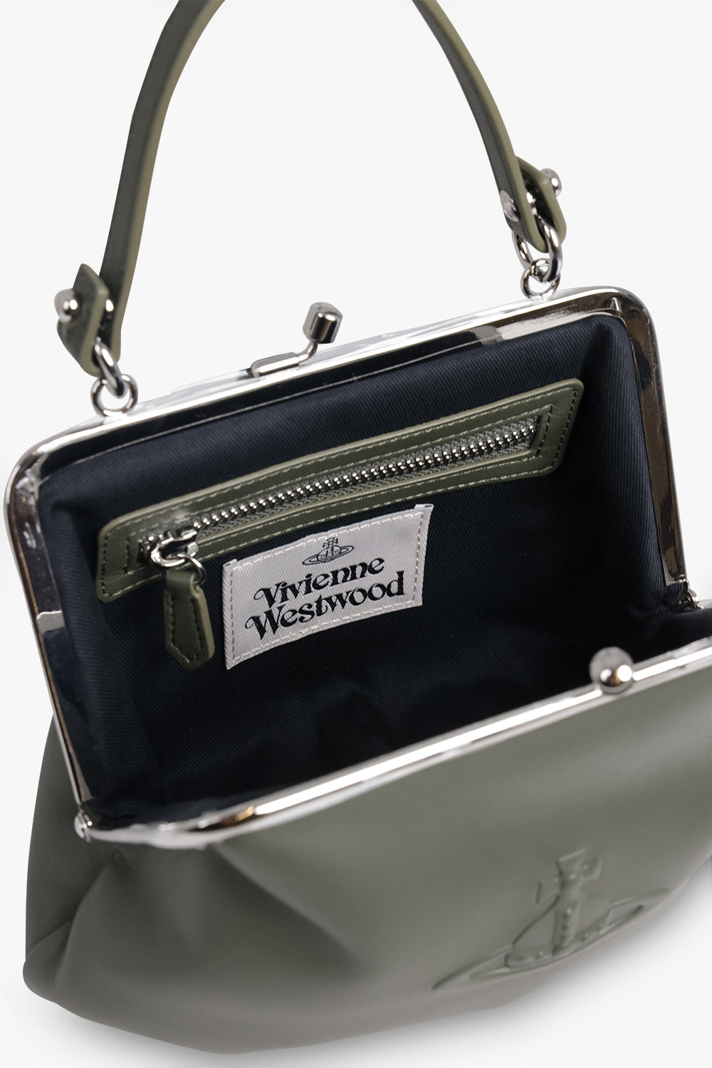 VIVIENNE WESTWOOD BAGS GREEN / Green Granny Frame Embossed Orb Purse | Green