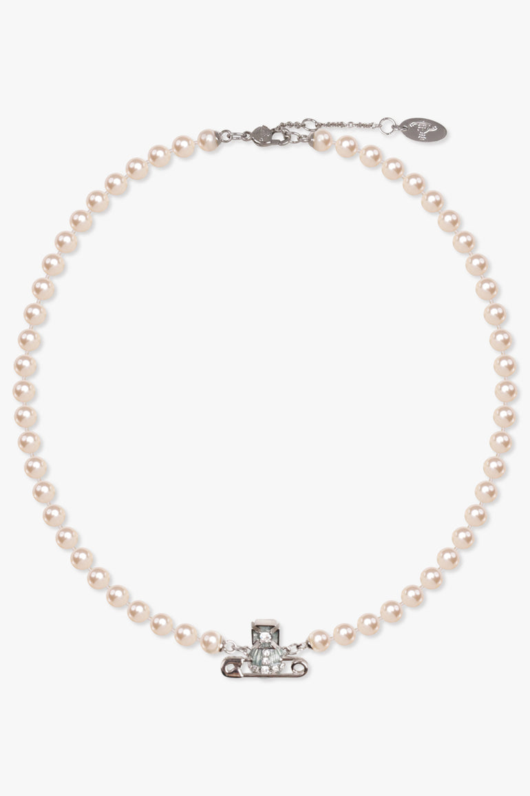 VIVIENNE WESTWOOD JEWELLERY MULTI / White/Silver/Blue Kitty Pearl Necklace | White/Silver/Blue