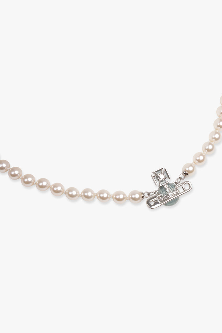 VIVIENNE WESTWOOD JEWELLERY MULTI / White/Silver/Blue Kitty Pearl Necklace | White/Silver/Blue