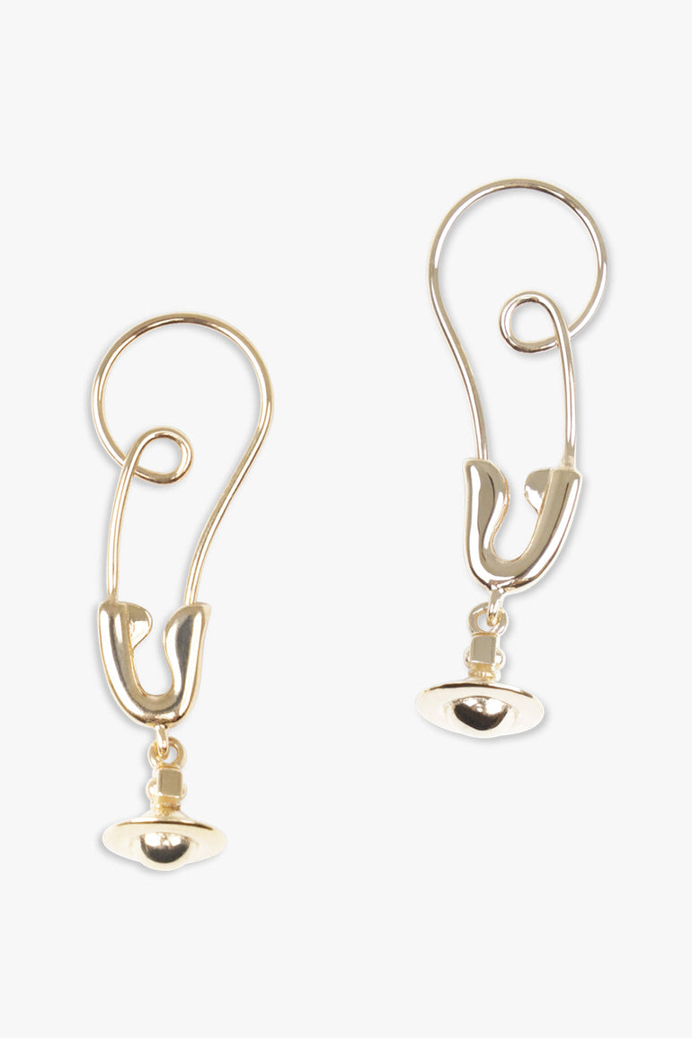 VIVIENNE WESTWOOD JEWELLERY GOLD / Gold Maxima Safety Pin Earrings | Gold