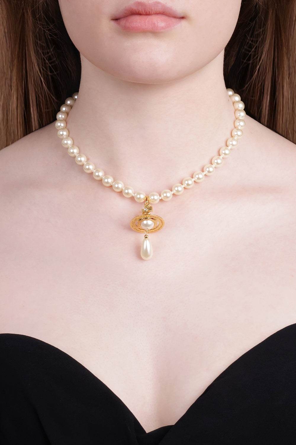 One Row Pearl Drop Choker | White/Gold – Parlour X
