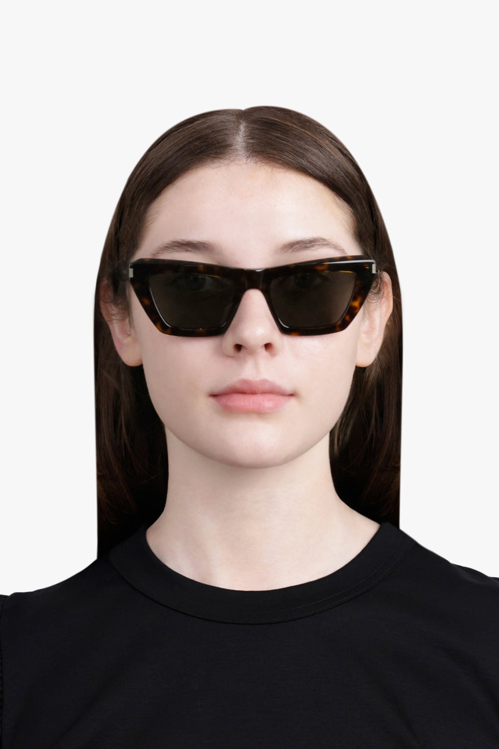 SAINT LAURENT ACCESSORIES GREY SL 467 CAT EYE SUNGLASSES | DARK HAVANA