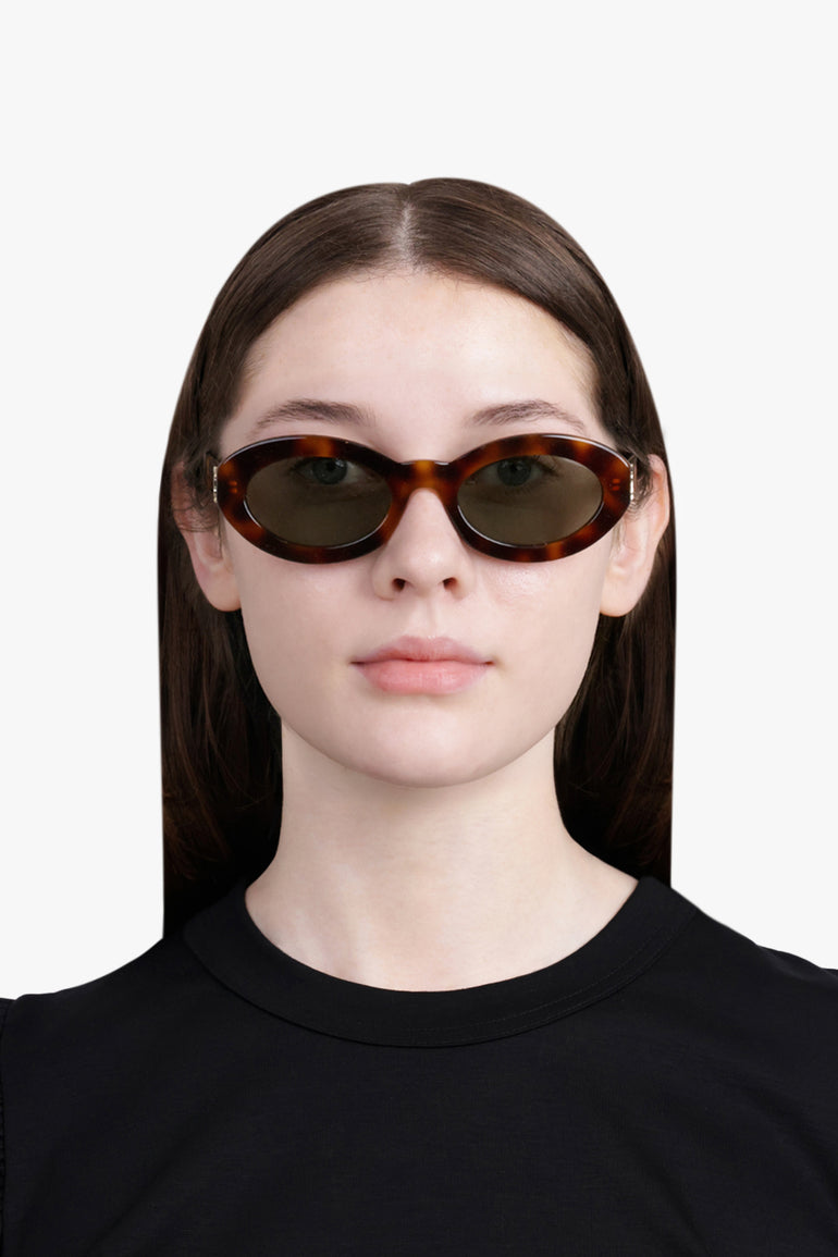SAINT LAURENT ACCESSORIES BROWN / Brown SL M136 Rounded Sunglasses | Brown