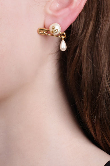VIVIENNE WESTWOOD JEWELLERY GOLD / White/Gold Claude Small Stud Earrings | White/Gold