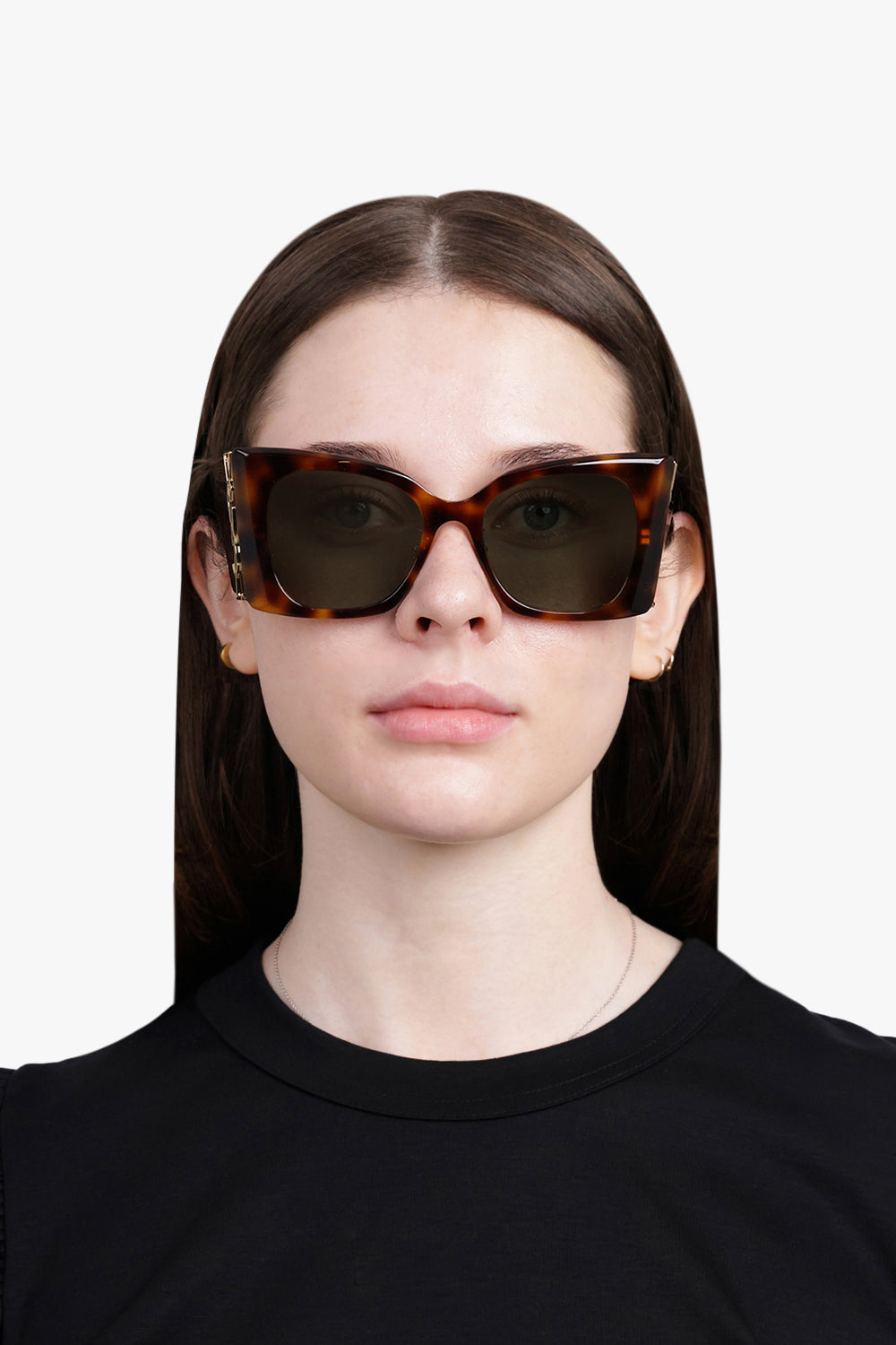 SAINT LAURENT ACCESSORIES BROWN / BROWN SL M119/F Blaze Square Sunglasses | Brown