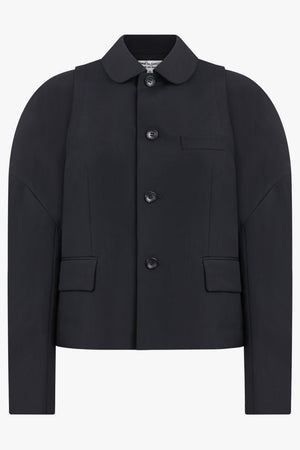 COMME DES GARCONS RTW Button Up Jacket With Drop Balloon Sleeve | Black