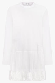 COMME DES GARCONS RTW Crew Neck L\S Top with Tassel Hem | White
