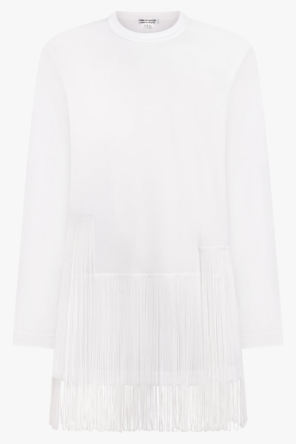 COMME DES GARCONS RTW Crew Neck L\S Top with Tassel Hem | White