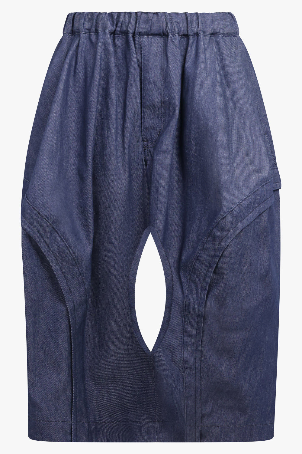 COMME DES GARCONS BLACK RTW Curve Panel Denim Crop Drawstring Pant | Blue