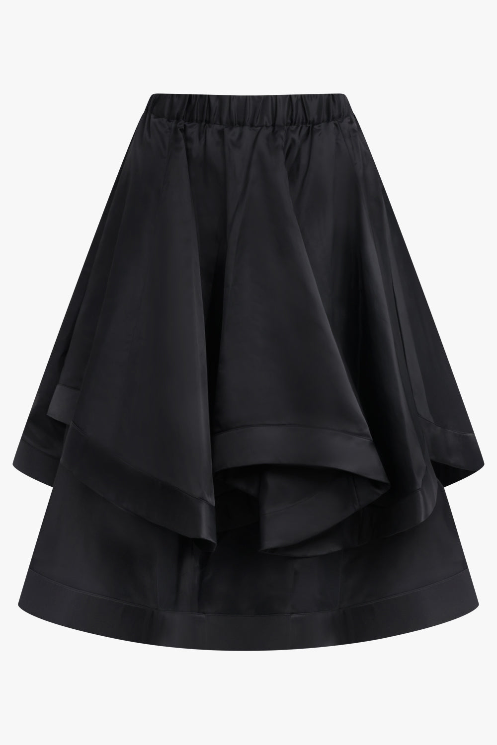 NOIR KEI NINOMIYA RTW Elastic Waist Layer Ruffle Midi Skirt | Black