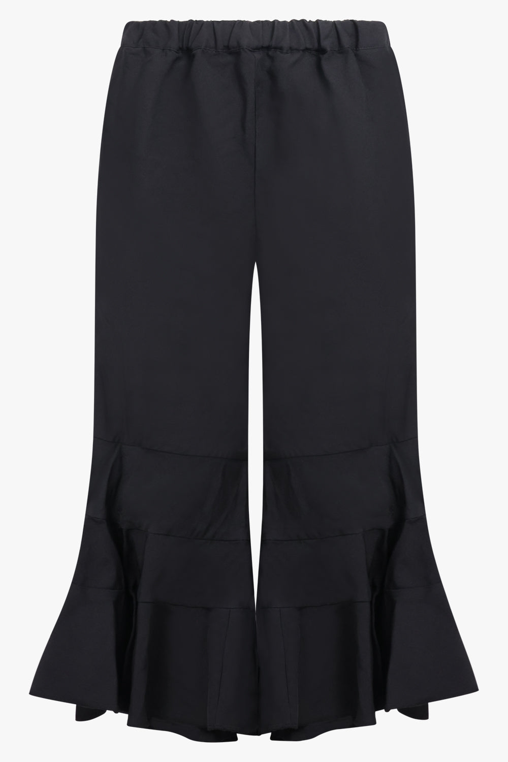 COMME DES GARCONS RTW Elastic Waist Tier Ruffle Hem Pant | Black